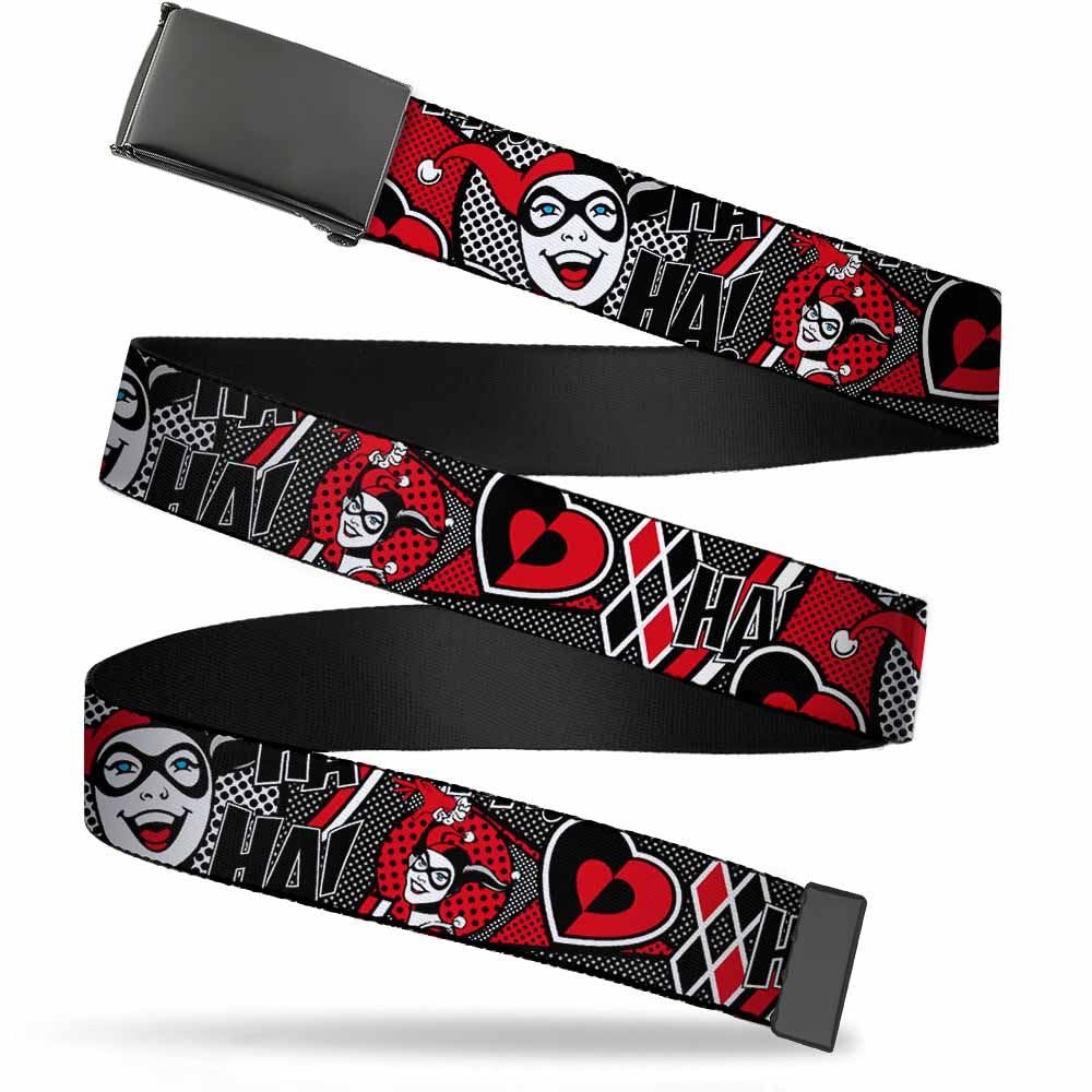 Buckle-Down mens Buckle-down Web Harley Quinn 1.5" Belt, Multicolor, 1.5 Wide - Fits up to 42 Pant Size US