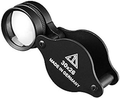 Lupa portátil 30X Jewelers - Lupa de lupa de cristal de doble cubierta con soporte de bucle para ojos, lo mejor para identificación de joyas,