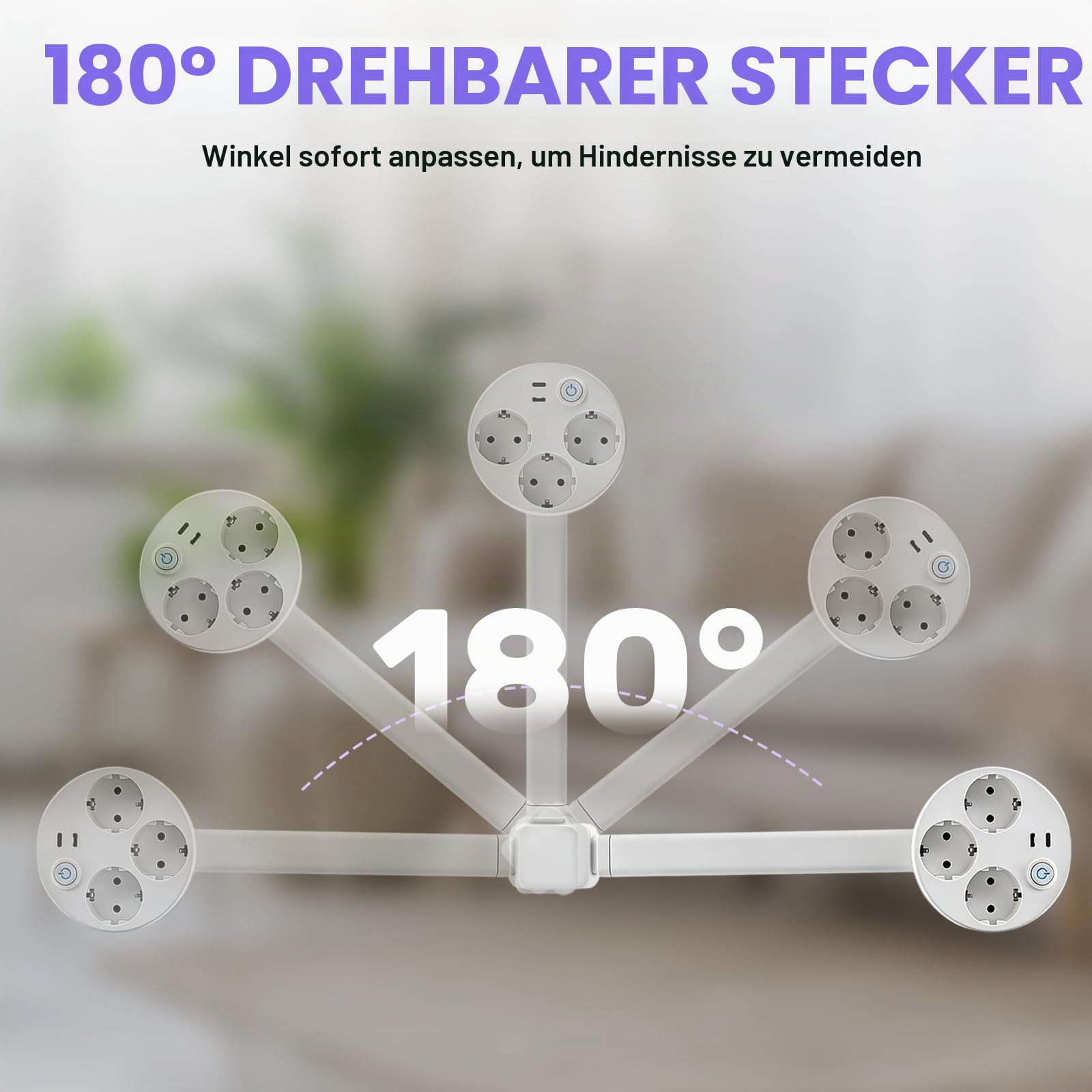 Erweiterbare Steckdosenleiste Ausziehbar mit Ausziehbarer(45-70cm)