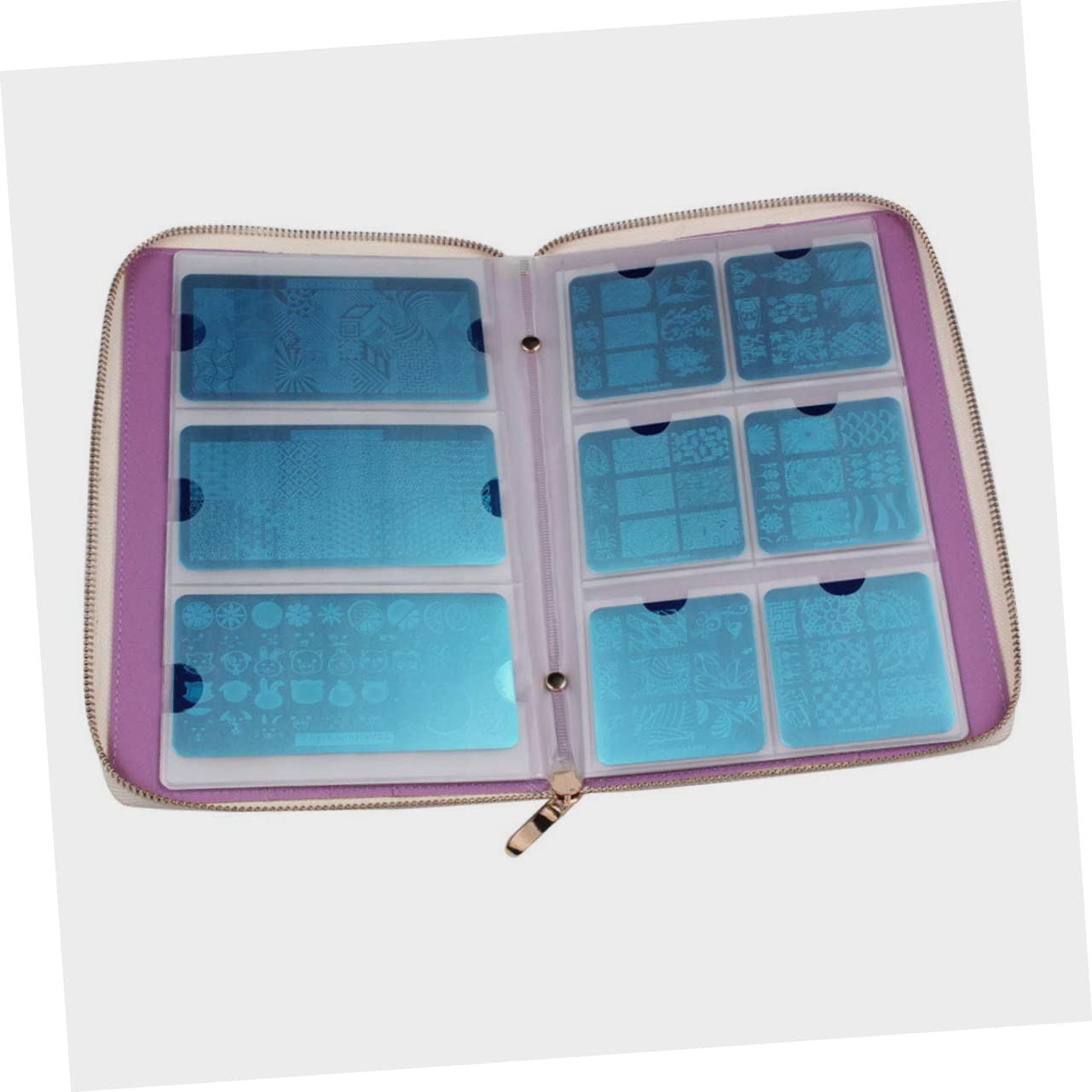 minkissy 1Pc Nail Art Stencil Card Holder Nail Stamp Nail Resto Stand Nail Art Stamp Card Binder Stamping Plate Case Template Holder Case Alloy Storage Bag For Nail Template Cards Bolsa