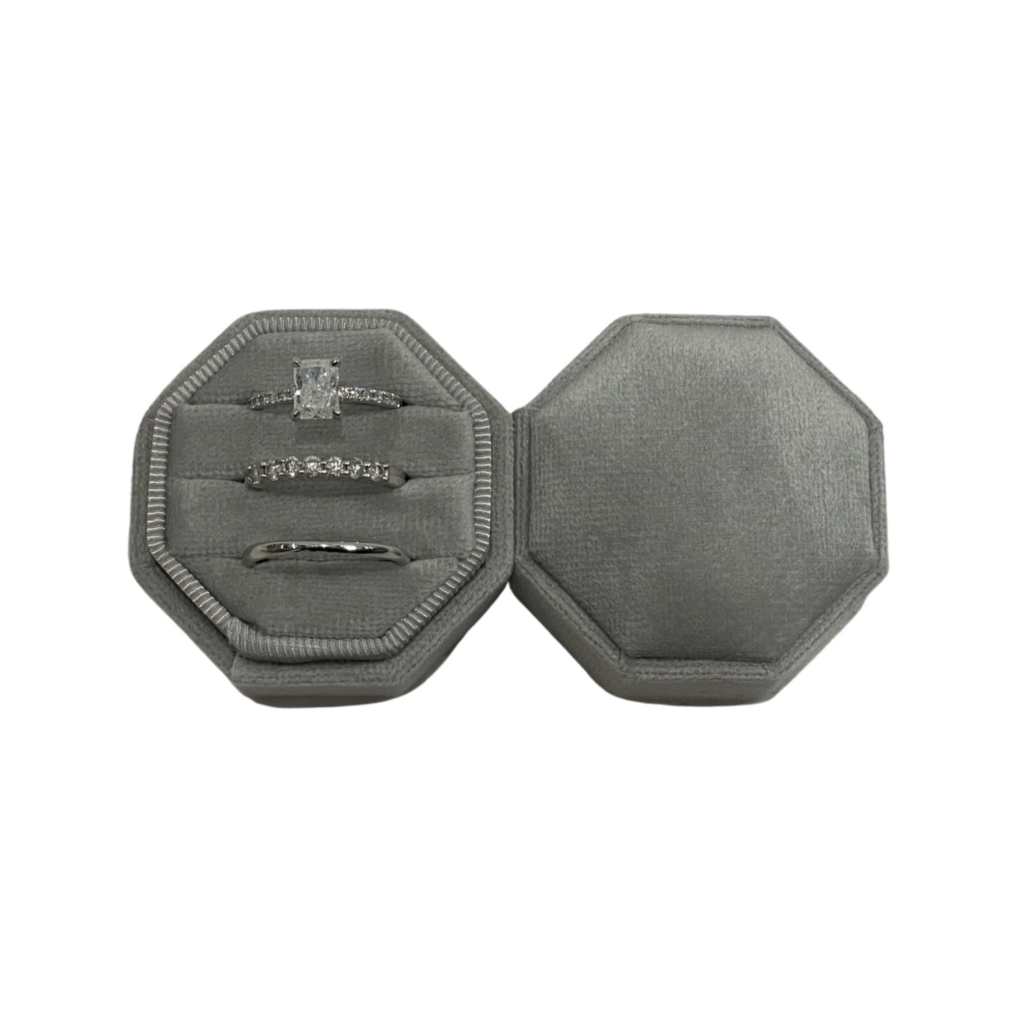 Magnifique Boîte à Bijoux En Velours Antique Pour Bagues