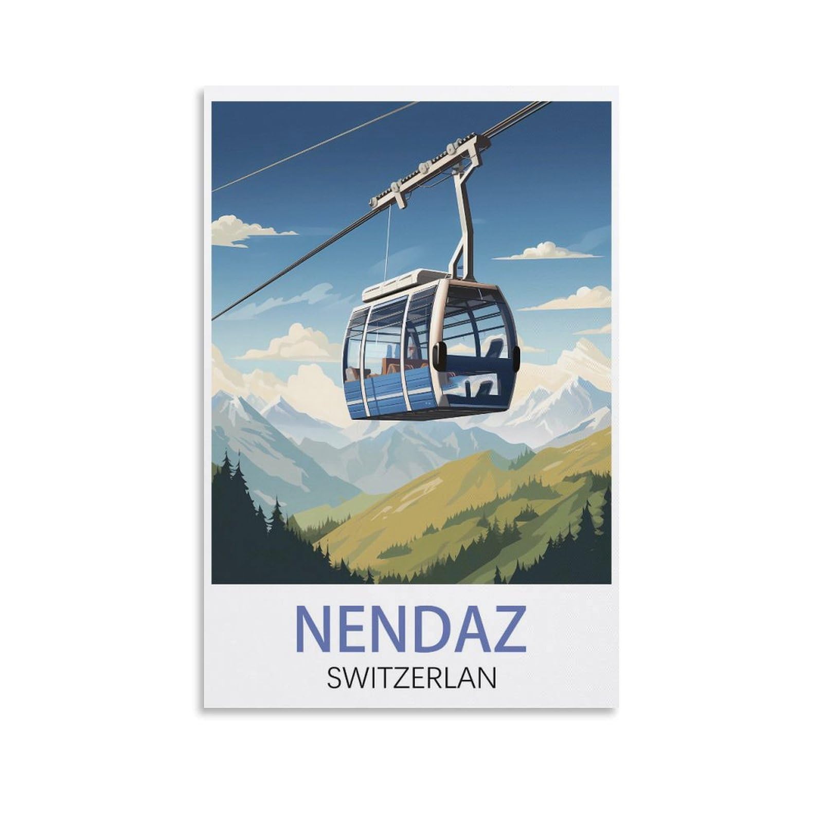 EZMLFA 5D Diamond Art Kits Adults,Nendaz Switzerland,DIY Cross Stitch Crystal Rhinestone Embroidery Pictures Craft for Home Wall Deco 40x40cm