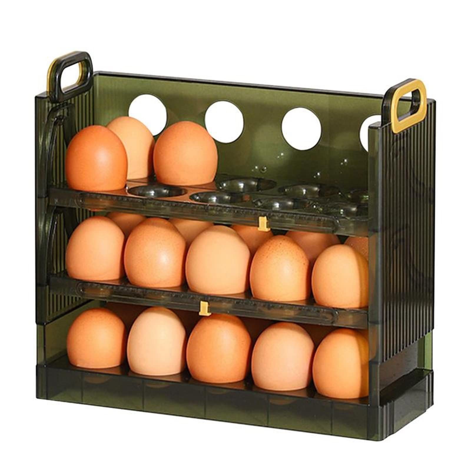 Compartimiento de Huevos para refrigerador Cocina Refrigerador Soporte para Huevos Puerta de refrigerador abatible de 3 Capas Estante de Almacenamiento de Huevos Bandeja Contenedor Ahorro de Espacio