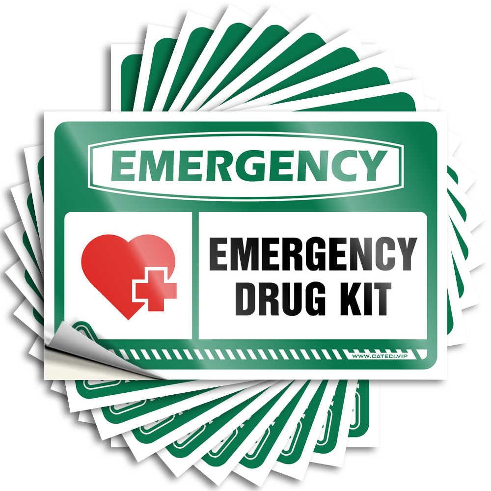 Car Decals Emergency Emergency Drug Kit Stickers 10Pcs Funny Alcohol Signs Toolbox Stickers and Decals(12X18CM)