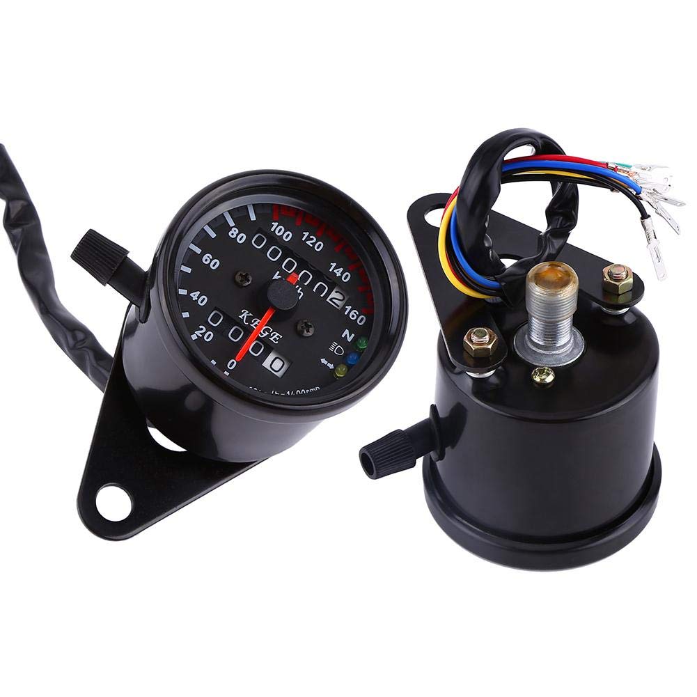 Für Simson S51 Ritzel - 1Pc Universal Metall Motorrad Kilometerzähler Tachometer Messsignal Dual Digital Display Km/H.(Schwarz)