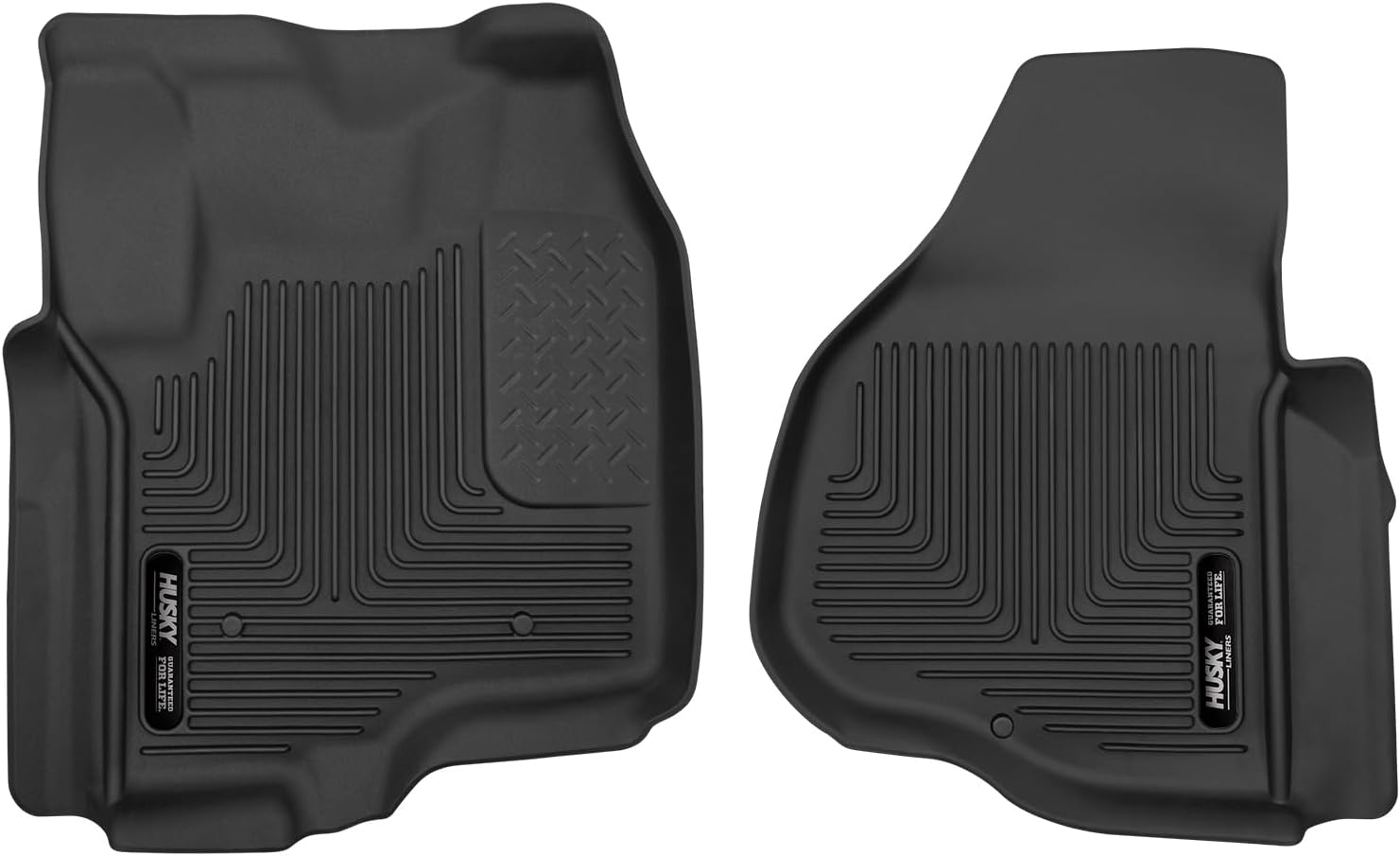 Husky Liners X-act Contour Floor Mats | Fits 2012-2016 Ford F-250/F-350/F-450 SUPERCAB ONLY/Crew CAB ONLY Without Manual Shifter with Drivers Side Foot Rest | Front Row, 2-pc Black - 53321