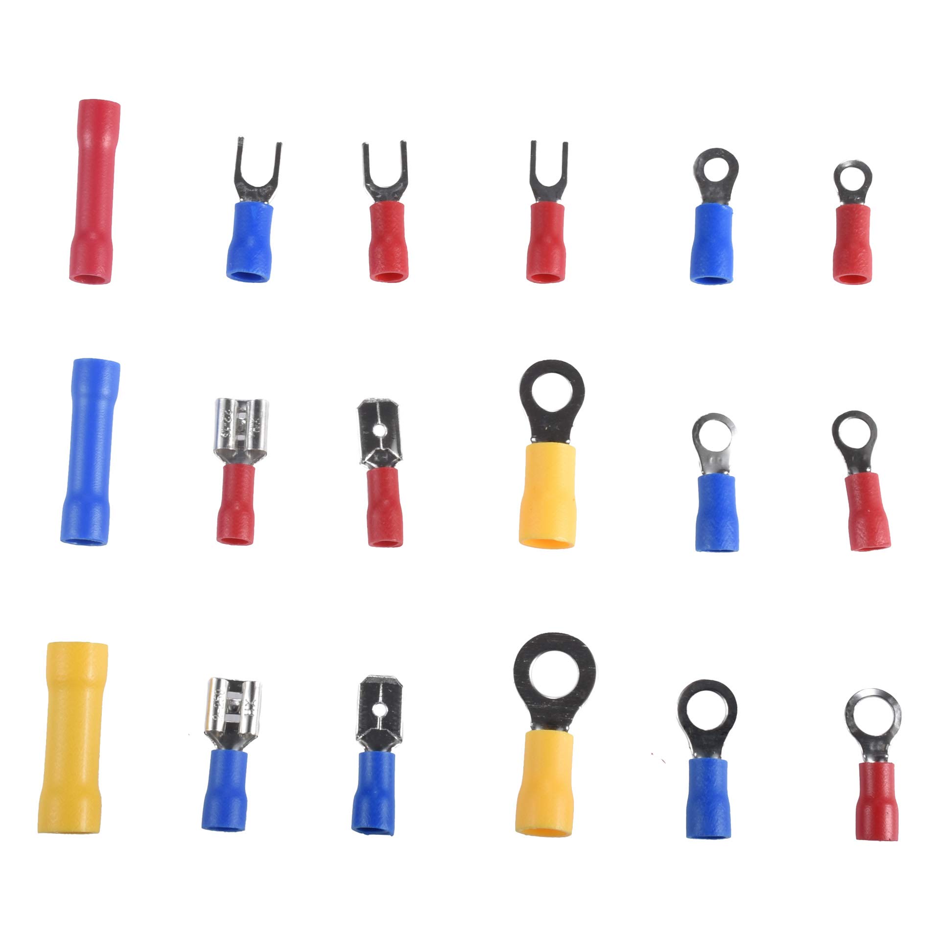 KATUR Lot de 1200 connecteurs à sertir pour bornes de fil, assortiment de cosses assorties, connecteurs électriques à sertir dans un étui en plastique (rouge/bleu/jaune)