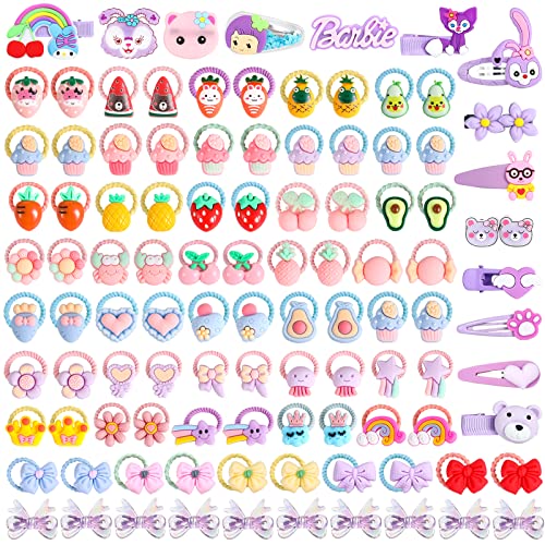 [104 STÜCKE] XUBWVW Haarschmuck-Set für Mädchen, niedliche Haarnadeln im Cartoon-Design in Bonbonfarben, Haarspangen mit Metallschnappverschluss, verschiedene niedliche bunte Haarspangen für Mädchen Cover