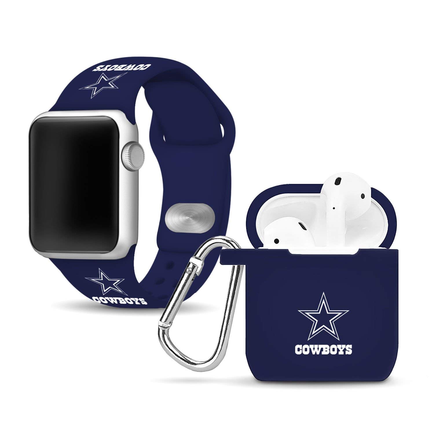 GAME TIME Dallas Cowboys Silicone Watch Band and Case Cover Combo Package Compatible with Apple Watc