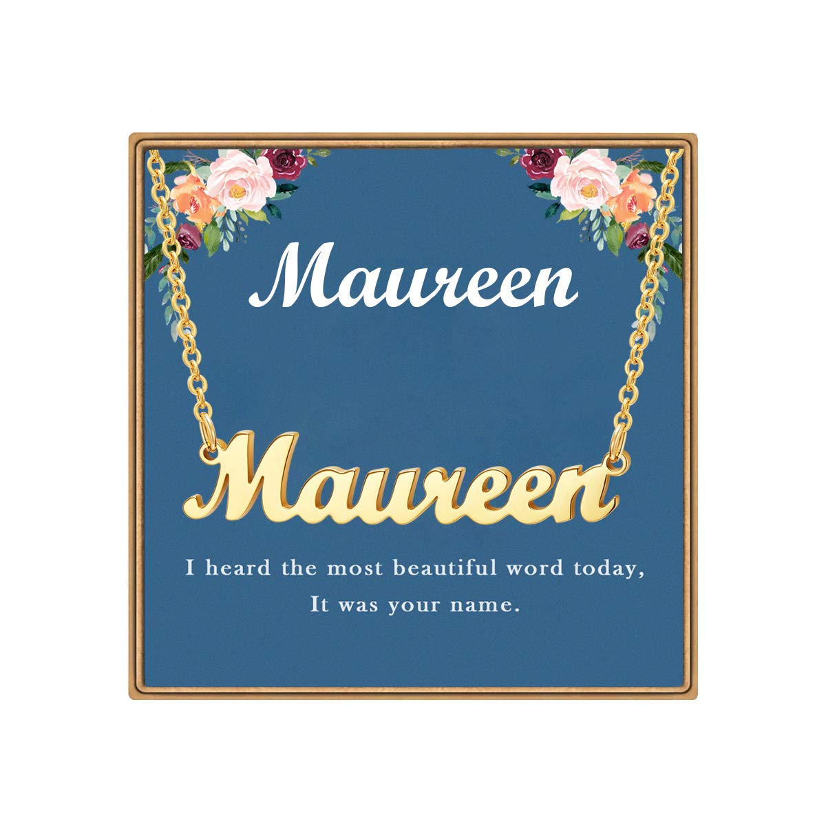 LdurianName Necklace Personalized, Customized Name Plate Necklace,14K Gold Plated Personalized Dainty Name Necklace for Women Girl, Birthday Jewelry Gift for Women