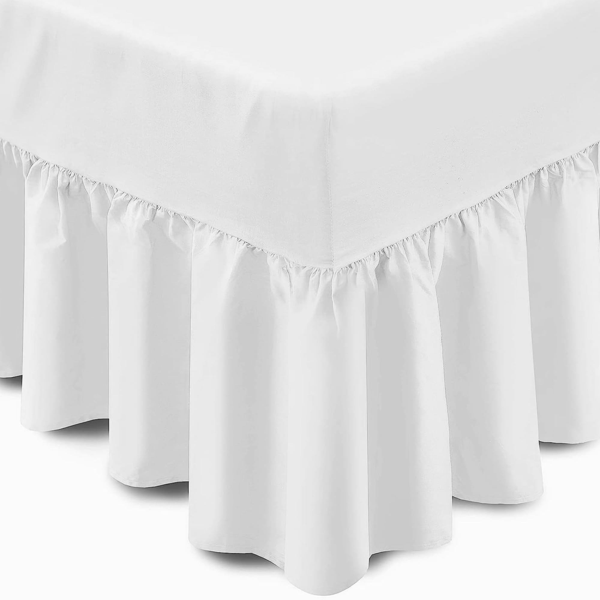Cotton Comfort Bedding Valance Double Fitted Sheet 100% Egyptian Cotton 400 Thread Count Frill Bed Sheets Double Super Soft Breathable & Luxury Deep Fitted Base Valance Sheets