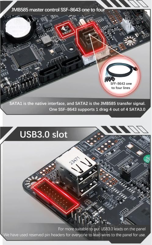 12th Gen Alder Lake-N-DC Power N100 Industrial Motherboard NAS 4 Cores 4 Threads Low Power Processor 4x2.5G i226 Network M.2 Slot 6xSATA DP HDMI 2.0 PCIE ×1 DDR5 Mini ITX，with SFF 8643