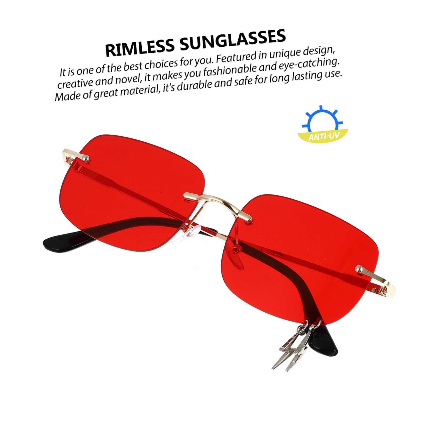 PACKOVE 2pcs Unique Metal Sunglasses for Photography Square Frameless Glasses for Years Party