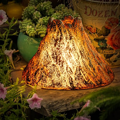 Tryme Solar Volcano Garden Statue - LED Flickering Flame Light, Outdoor Lawn Decor for Patio, Balcony, Yard, Unique Housewarming Gifts
