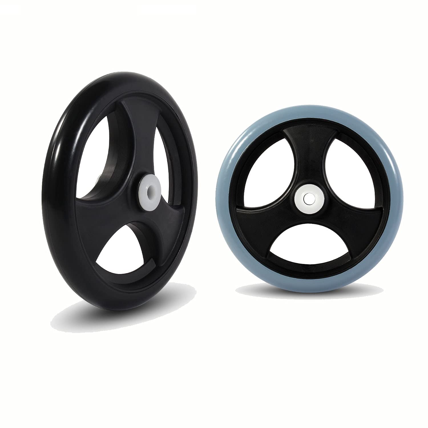 LekLai Koło Zapasowe Do Wózka Inwalidzkiego, Dwa Solidne Przednie Koła Do Wózka Inwalidzkiego, Koła Zapasowe Z Otworami Na Oś 12 Mm, Średnica 150 Mm/200 Mm/Black, Grey/8In/200Mm