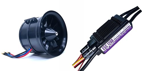 DoBoFo EDF 3.543in 8S 1100KV 33.6V 12 aspas con 120A ESC, ventilador de conductos eléctrico con controlador electrónico de velocidad, motor a chorro