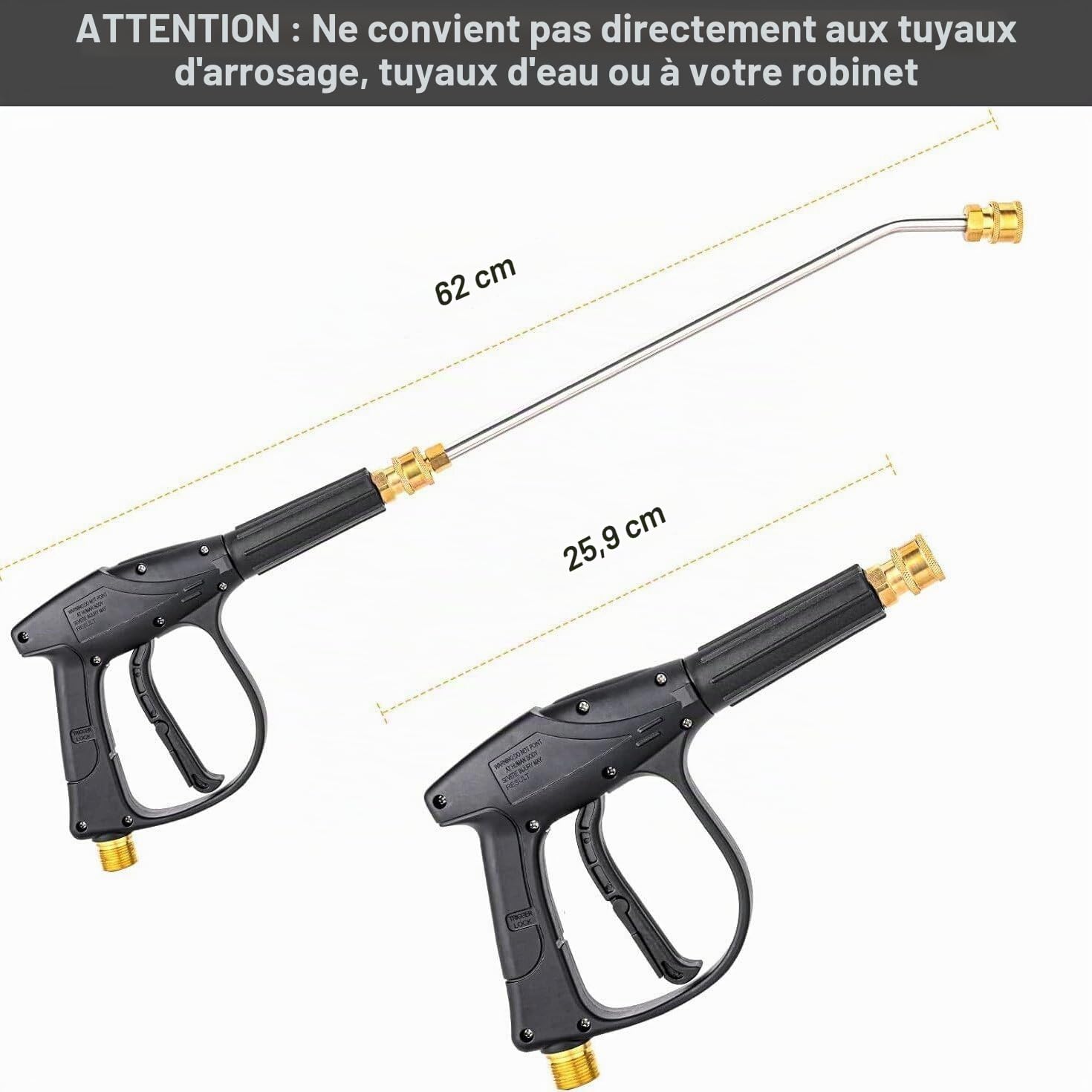 Lance Nettoyeur Haute Pression,Pistolet Nettoyeur Haute Pression,Pistolet Haute Pression,3000 psi nettoyage haute pression avec rallonge de rechange,5 embouts,Socle de buse, Pour lavage des voitures