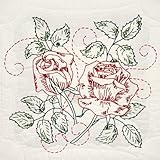 Fairway 98106 Quilt Blocks, Rose Delight Design, White, 6 Blocks Per Set