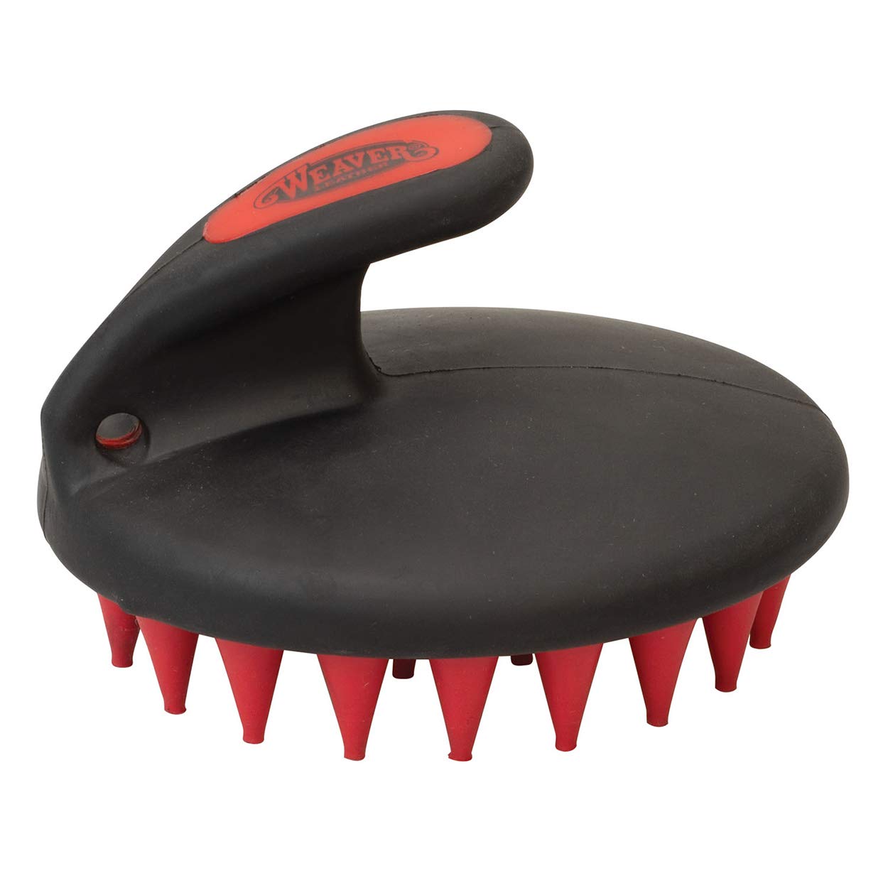 Weaver Leather Palm Held Coarse Curry with Large Rubber Bristles, Red/Black