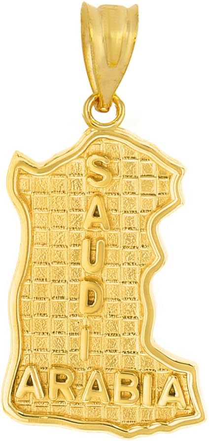 Solid 10k Yellow Gold Saudi Arabia Map Charm Pendant