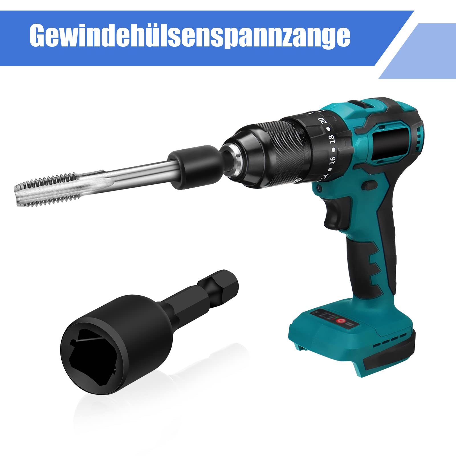 8 szt. adapter do gwintownika, M4-M16 1/4 cala, sześciokątny trzpień maszynowy, czworokątny adapter do wiertarki