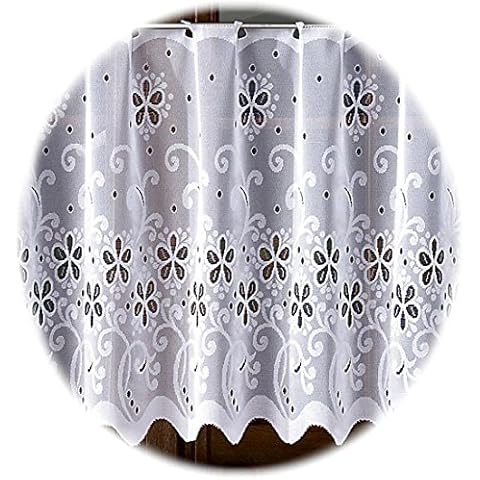 MforStyle White Cafe Net Curtain. Sold by the metres. Quality Product. (Drop 50cm (20")) Cover