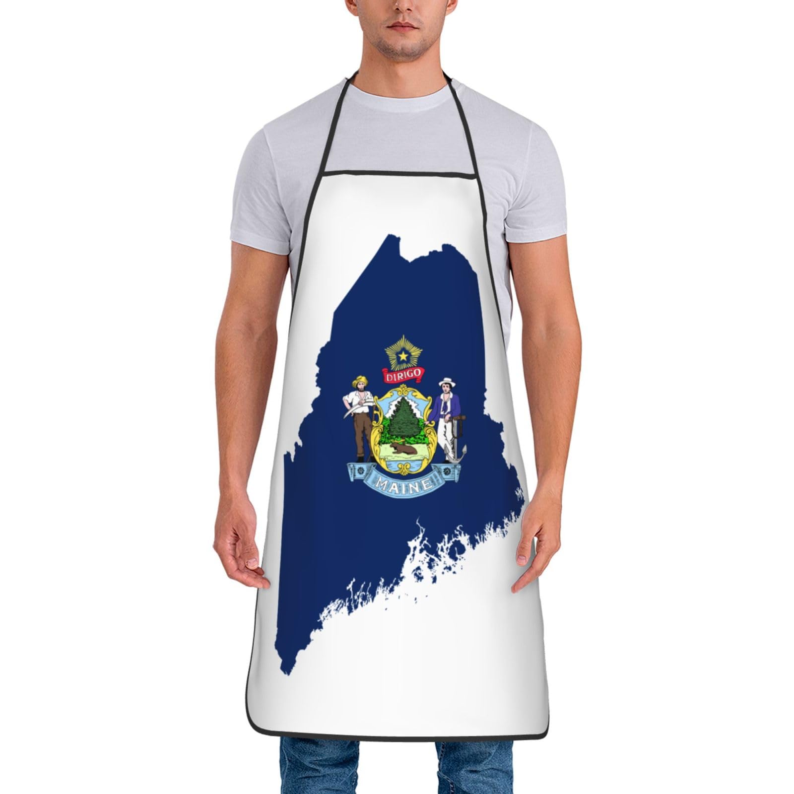 Tablier de cuisine unisexe avec drapeau et carte du Maine, doux et confortable pour homme et femme
