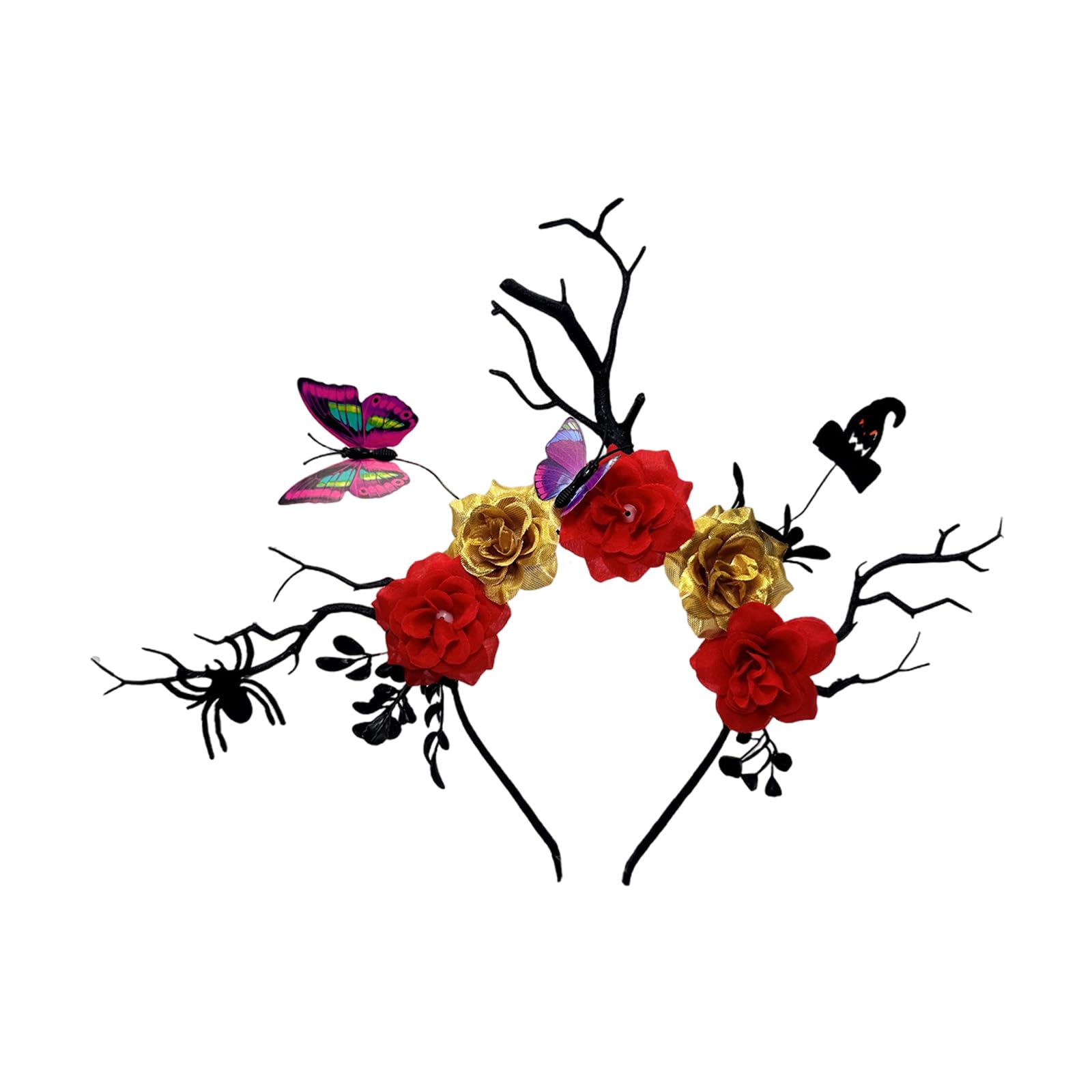 CAZSTYK Unisex Halloween Antlers Headband with Bat Detail and Black Branch Costume Headwear for Themed Celebrations Hairband for Themed Event