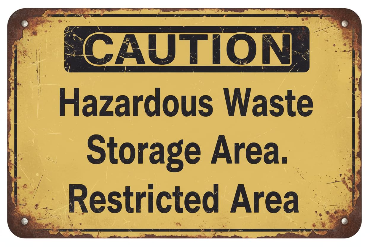 Wall Decor Hazardous Waste Storage Area - Caution Sign Metal Sign 8x12Inch Clear Signage For S, Fences Vintage Signs Aluminum Plates Printed