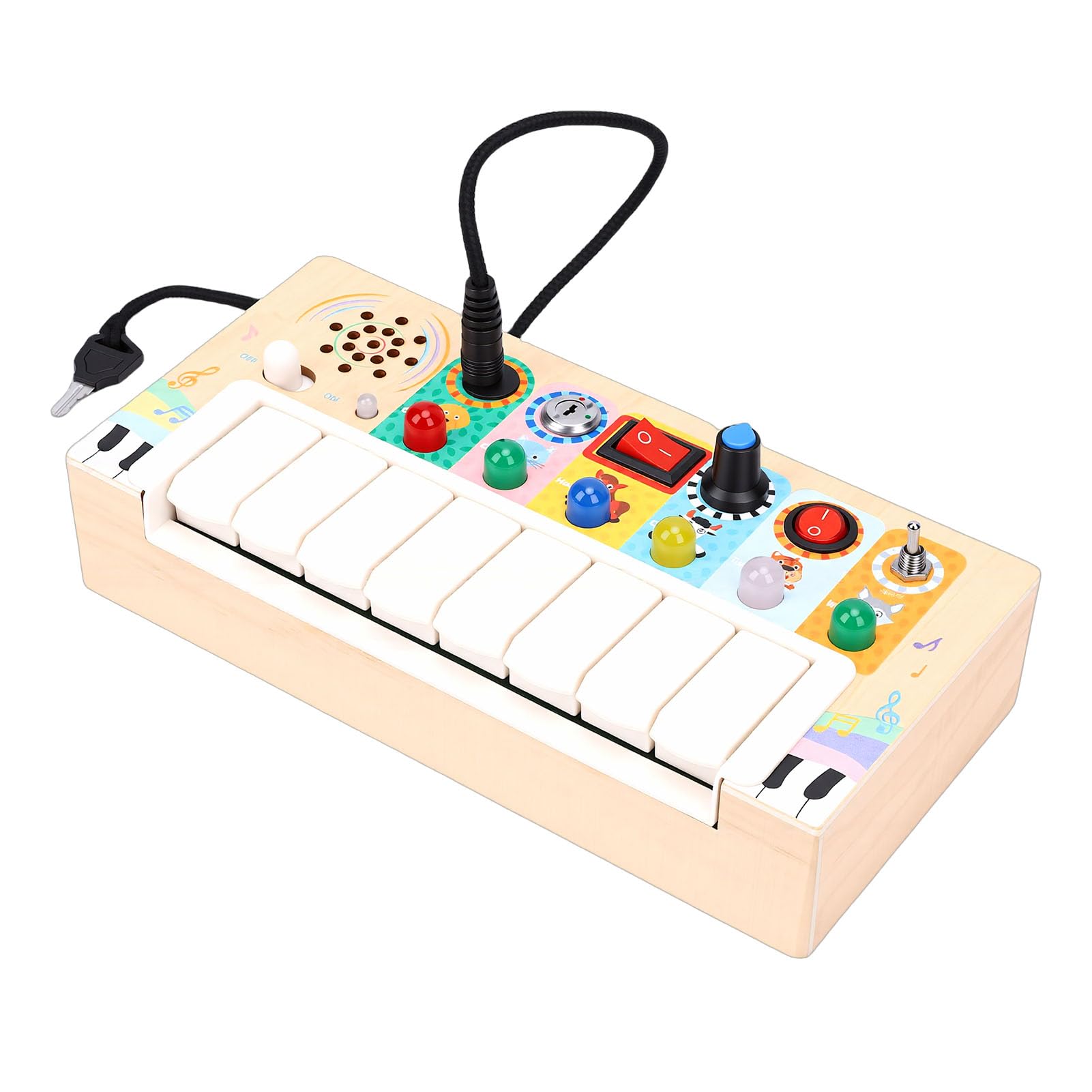 Piano para Niños Pequeños, 37 Teclas, Interruptores Funcionales, Piano de Juguete Electrónico, de Juguete para Bebés con Material de Madera y Sonido Realista para el Aprendizaje de Música
