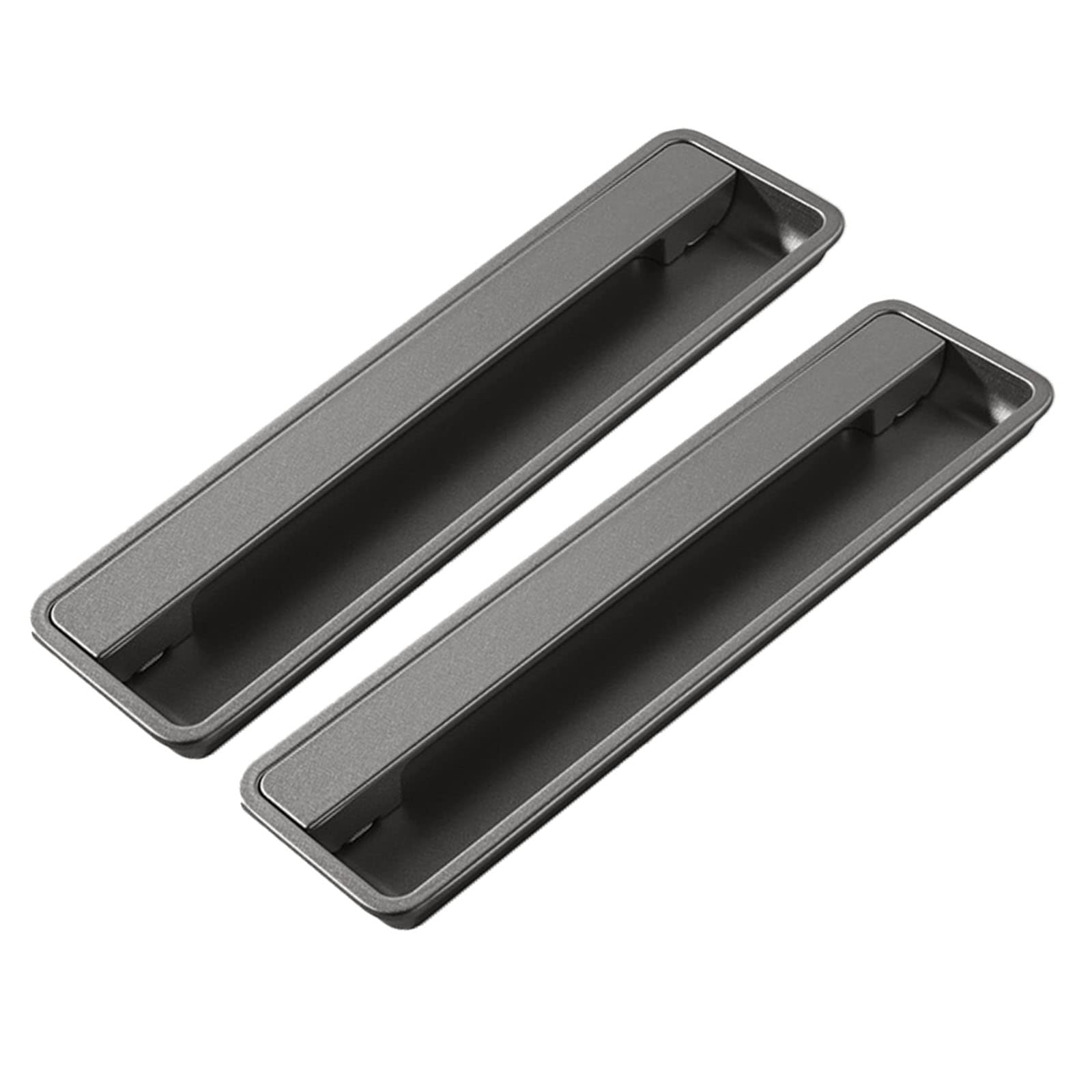 zhijiaqian456 2 pcs Rectangular Recessed Flush Handles Sliding Door Handle Recessed Finger Pull Handles Flush Pull Handle for Sliding Door, Cupboard, Drawer, Cabinet Black (Large,Gray)