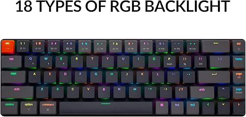 Miniatura 8 de Keychron K7 - Teclado de computadora con 68 teclas ultra delgado RGB retroiluminado en caliente para Mac Windows teclado mecánico inalámbrico