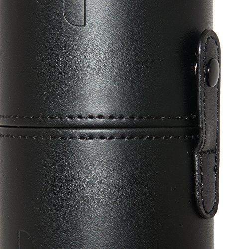 Makeup Brush Holder Organizer Case - Beauty Junkees Large Black Vegan Leather Round Cylinder Tube, Organize Cosmetic Brushes on Vanity Countertop, Snap Cups Together for Travel, Modern, Cruelty Free - Thumbnail 7