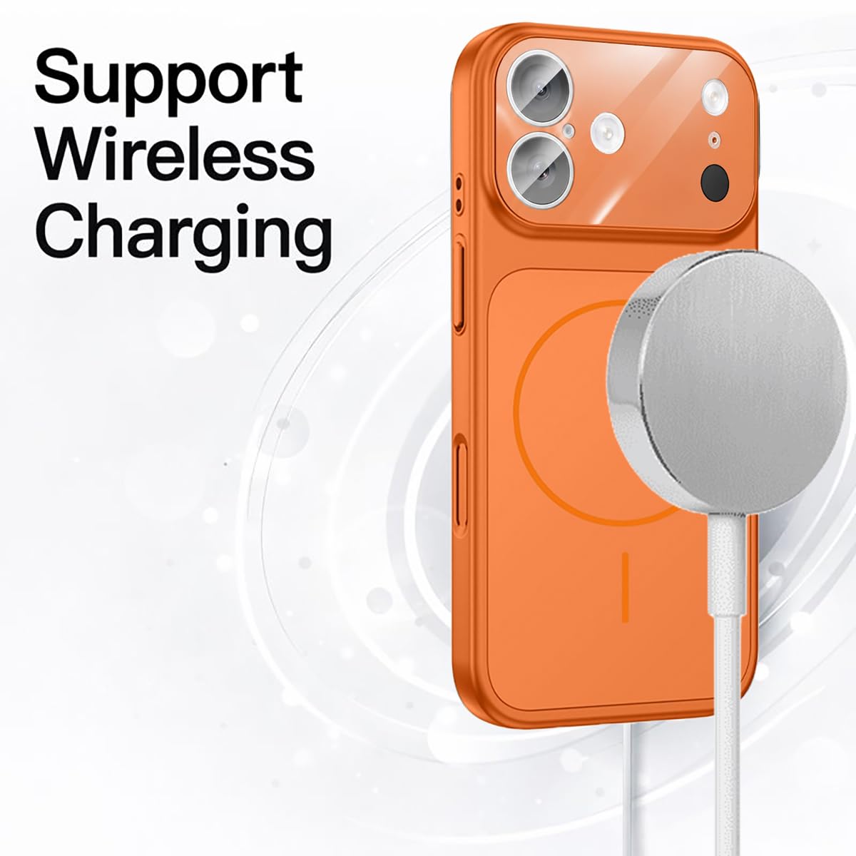SHINESTAR Converter Case for iPhone 17 | Premium Protective Mag-Safe Cover | iPhone 17 Pro / 17 Pro Max Series Style Design | in-Built Camera Guard | Wireless Charging Compatible – Orange — Amazon image 3