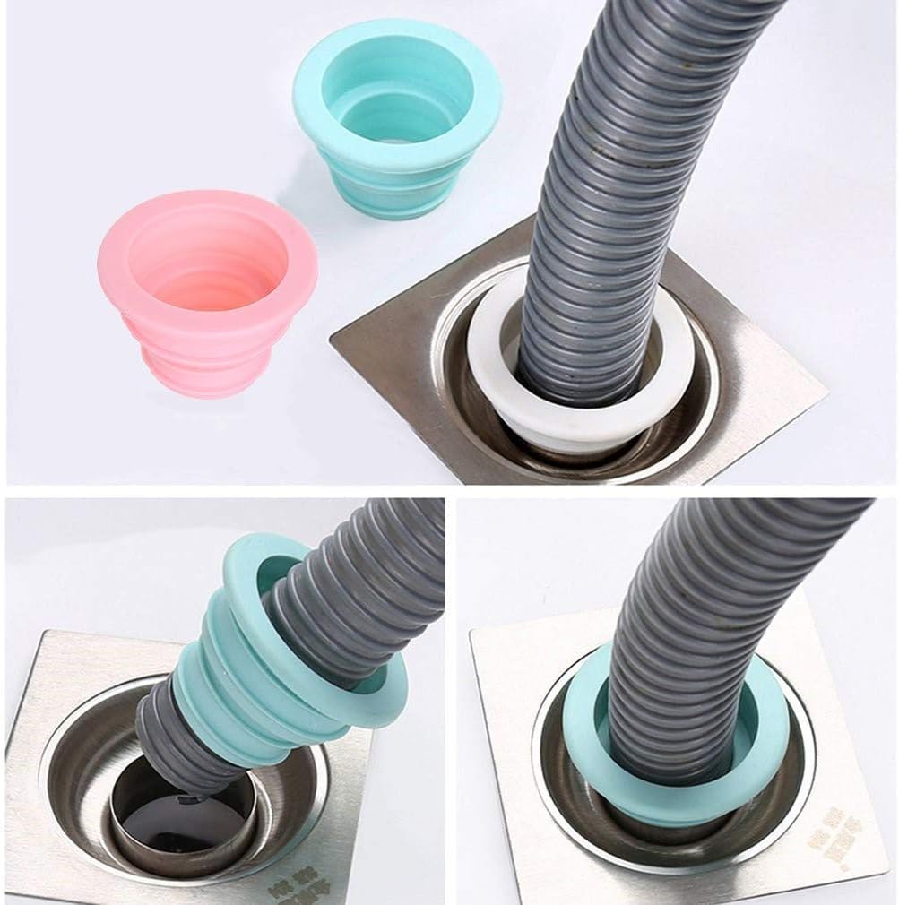 DORMICO Drain Pipe Seal Deodorant, Durable TPR Seal Hose Plug, Sealing Plug Sewer Seal Ring Pipe Connector for Bathroom Laundry Washing Machine Kitchen Cleaning Tools (Pack of 4) 2