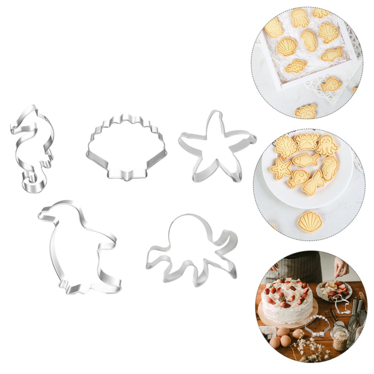 LIFKOME 2juegos Cortadores De Galletas Inoxidable De Marinas Para Hornear y Cortar Frutas Moldes Para Galletas y Decoración De Postres