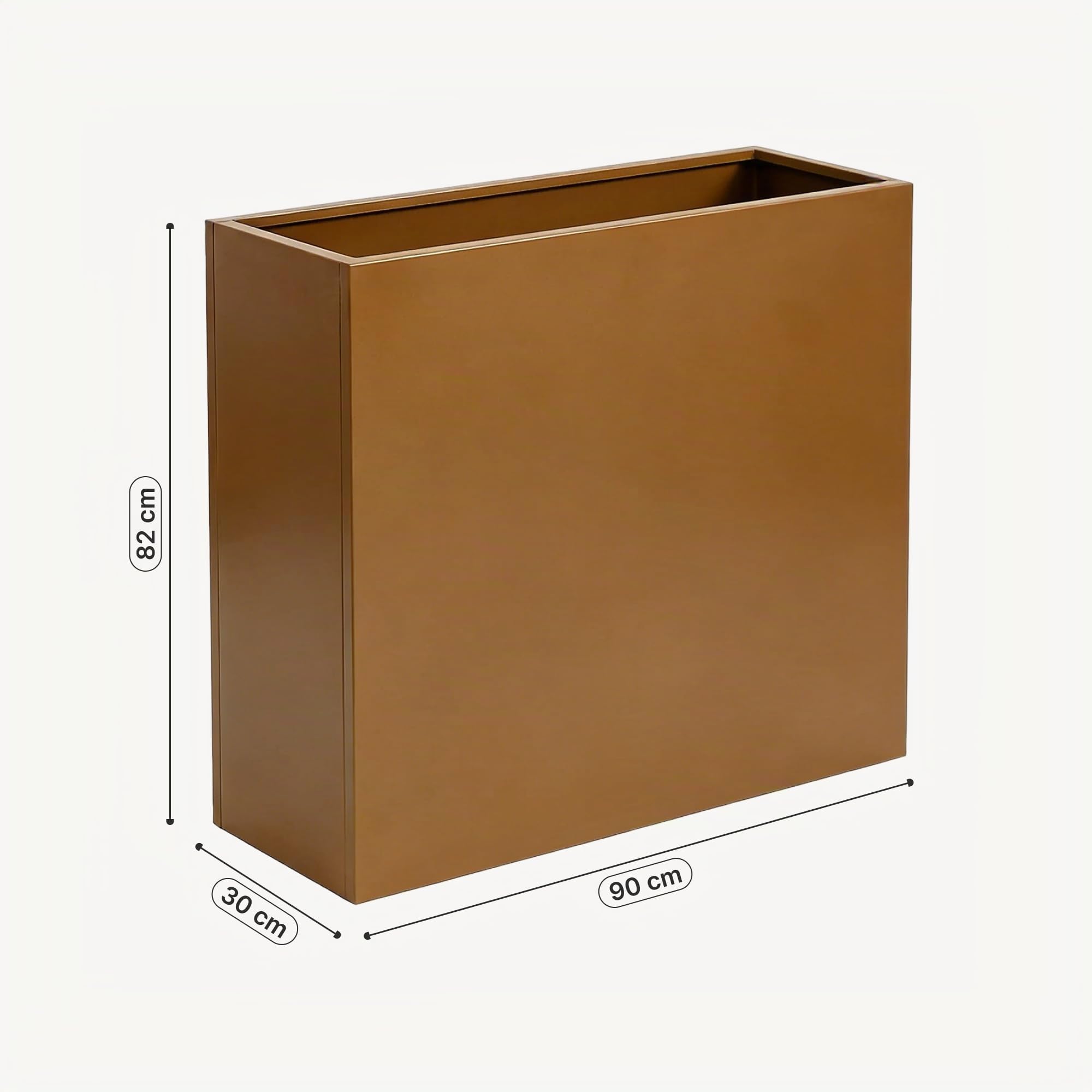 casa.pro Fioriera Rettangolare da Giardino Portafiori Alto in Acciaio Zincato da Esterni e Interni per Ingresso Ufficio Balcone Terrazza Letto Rialzato per Coltivazione Piante 82x90x30 cm - Marrone
