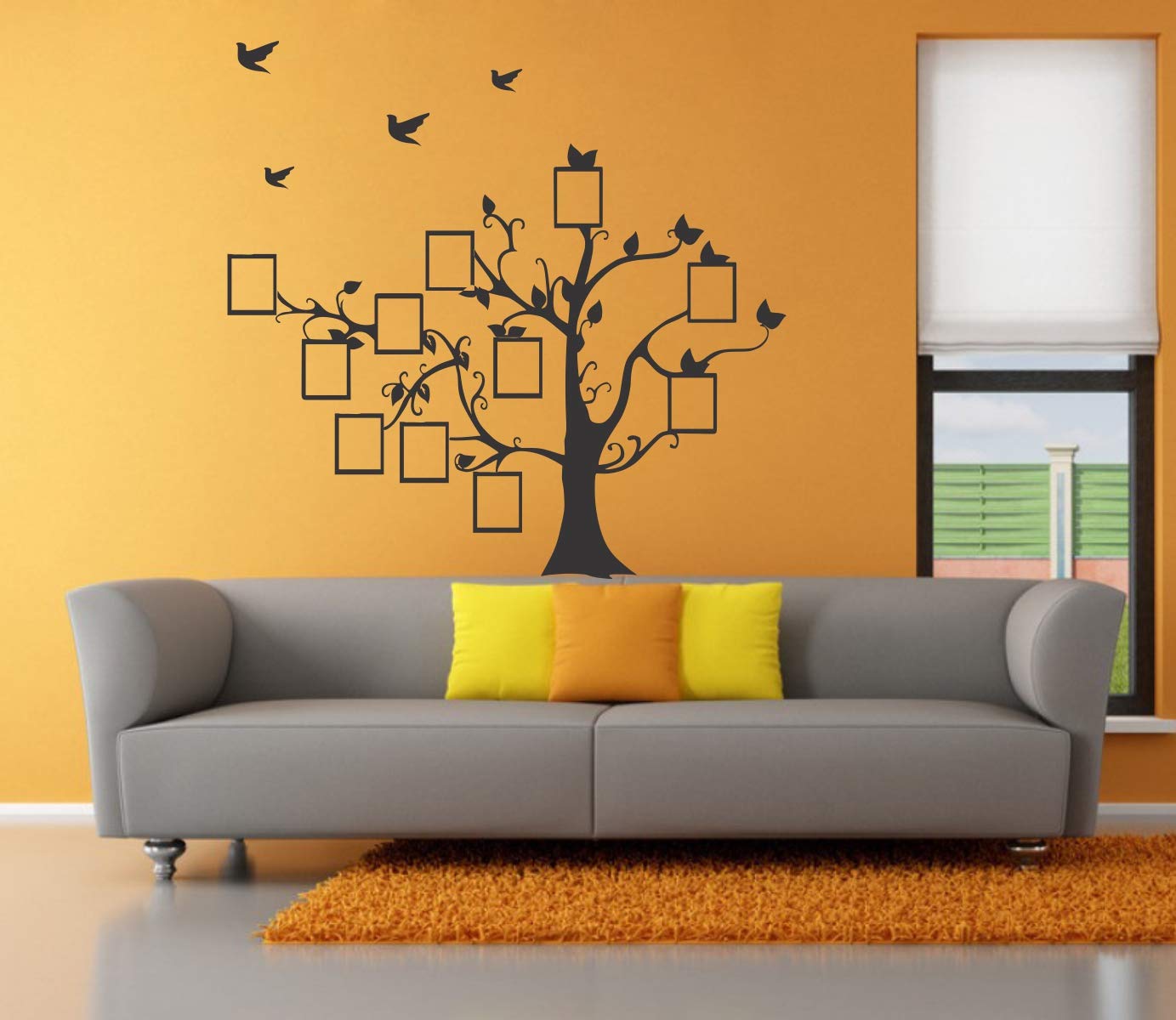 Decor Villa PVC Vinyl Self Adhesive Photo Frame Tree with Birds 3D Big Size Wall Stickers Decal for Bedroom Living Room, Size: 58 CM X 56 CM, Multicolour, Pack of 1 (B08SBP1S12) Amazon Price History, Amazon Price Tracker