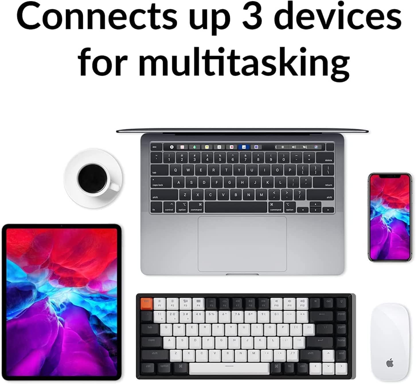 Keychron K2 75% Layout 84 Keys Hot-swappable Bluetooth Wireless/USB Wired Mechanical Keyboard with Super Red Switch/Double-Shot Keycaps/RGB Backlight/Aluminum Frame for Mac Windows Version 2