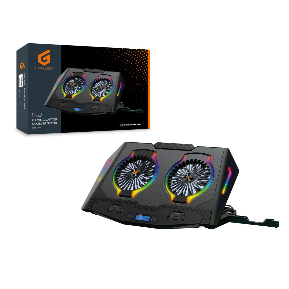 Conceptronic Thyia Ergo Base Refrigeradora RGB 2X Ventiladores para Portátil hasta 17"