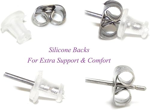 Miniatura 3 de Pendientes de tuerca de unicornio de plata de ley 925 con arco iris colgantes 30420, Plata de ley