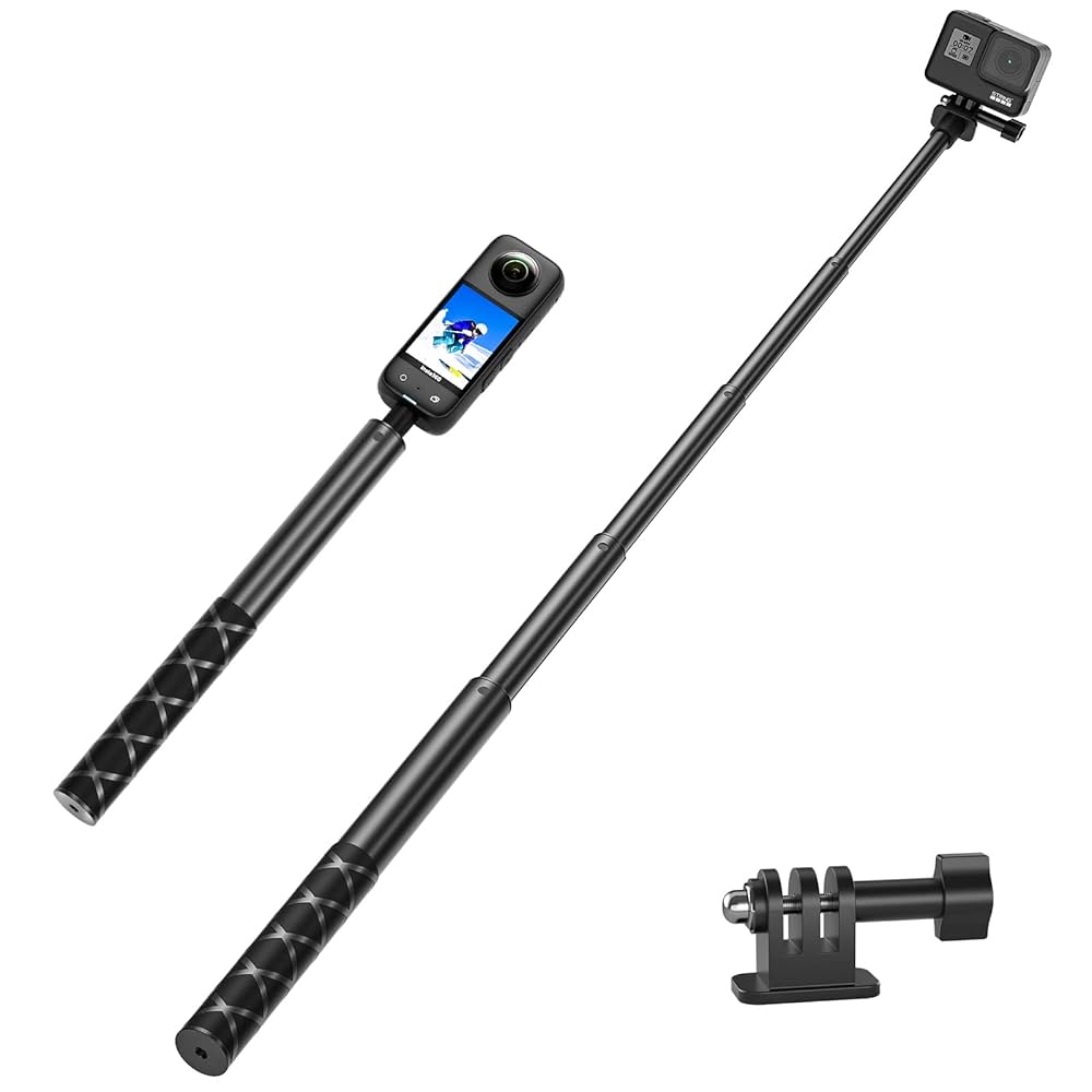 Amazon | 117cm アクションカメラ自撮り棒 見えない自撮り棒 長