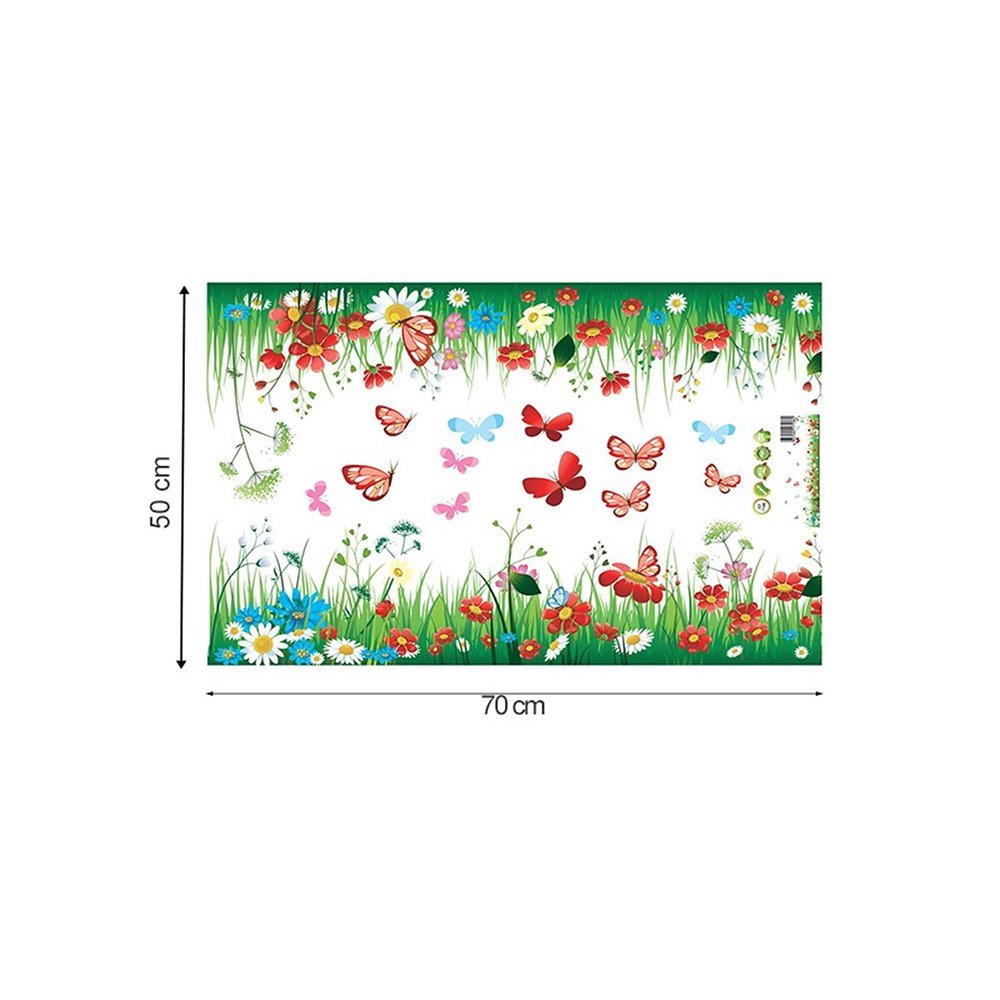 Adesivi Murali Erba E Fiori - Decorazione Verde Per Pareti Camerette, Soggiorno E Zone Bambini - Foto 9