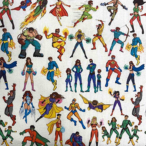 Kt KILOtela - Tela por Metros de Patchwork - Estampación Digital - 100% algodón - 140 cm Ancho - Largo a elección de 50 en 50 cm | Superhéroes y superheroínas - Multicolor
