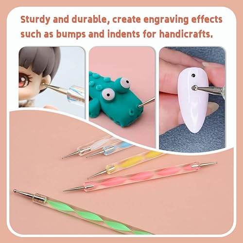 Miniatura 5 de 14 piezas de herramientas de punteado con caja, juego de herramientas de punteo, pintura de roca, modelado de arcilla de cerámica, arte de uñas en