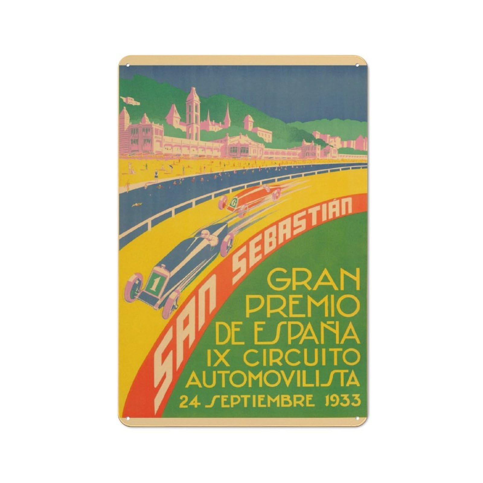 Junmoney Gran Prix Premio San Sebastian Espana 1933 Metal Gift Sign 30X20cm, Vintage Home Wall Decor For Home, Shop, Pub Or Studio Wall