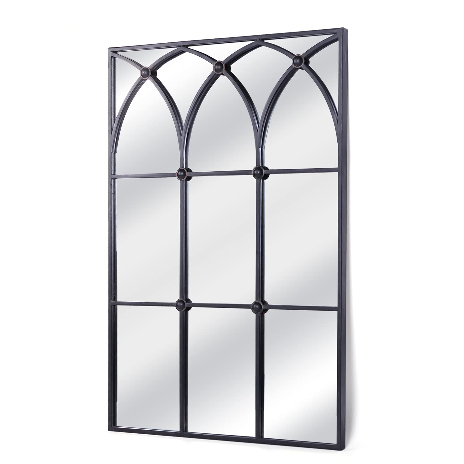 NIKKY HOME Arched Window Mirror, Rustic Farmhouse Wall Mounted