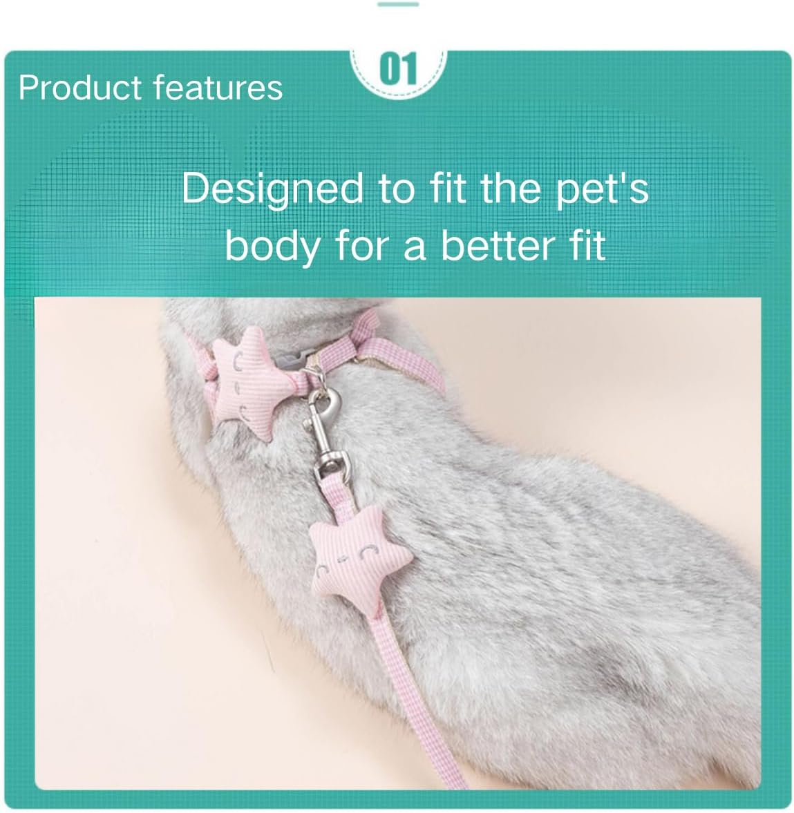 Adjustable Rabbit Harness Leash Bunny Harness for Pet Walk Running Jogging Leash Harness for Bunny Cat Puppy Kitten Ferret and Other Small Pet (Pink,Small)
