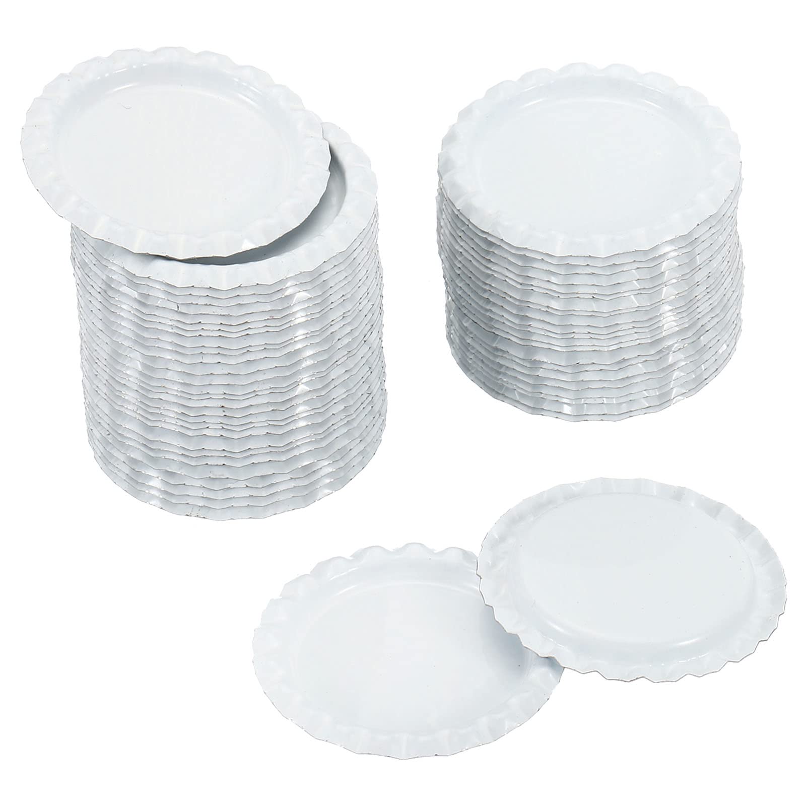 Capsules décoratives plates 2,5 cm lot de 50 pièces blanches pour création pendentif double face