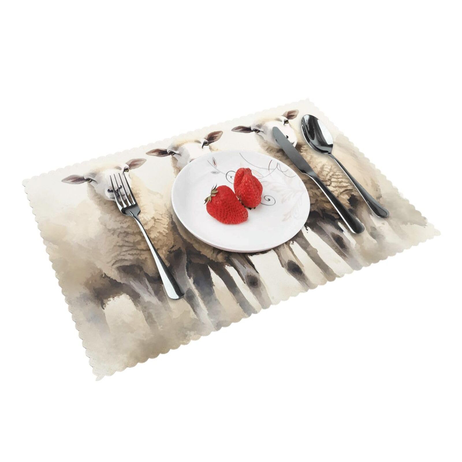 Placemats Set of 4 Heat Resistant Non-Slip Place Mats for Dining Table Sheeps Watercolor Placemats Washable Woven Table Mats Wipeable Placemat for Kitchen Decoration 30 x 45 cm
